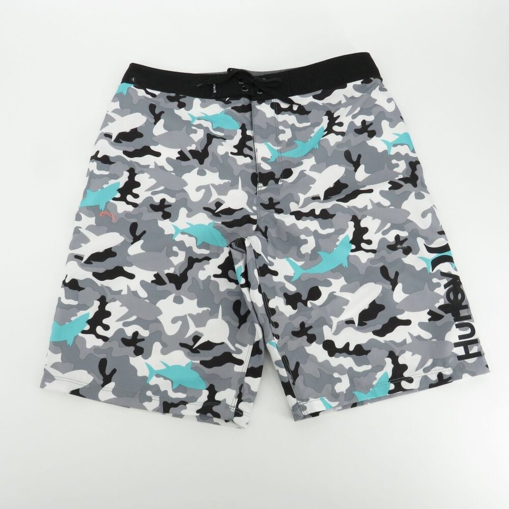 Hurley Boys 16 Shark Camo Boardshorts Drawstring Waist Back Pocket NWT $38